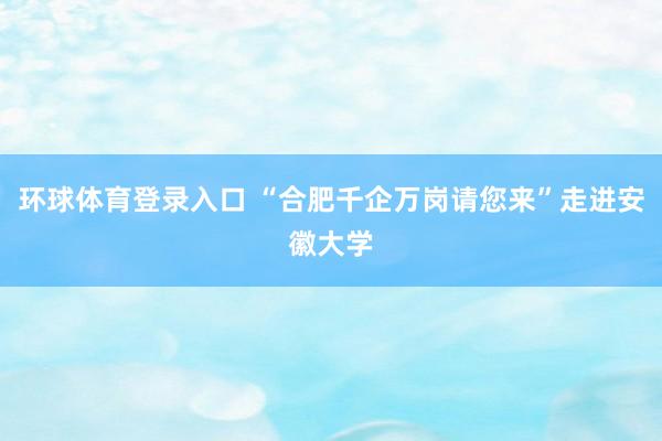 环球体育登录入口 “合肥千企万岗请您来”走进安徽大学