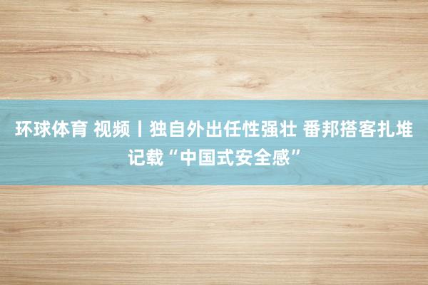 环球体育 视频丨独自外出任性强壮 番邦搭客扎堆记载“中国式安全感”