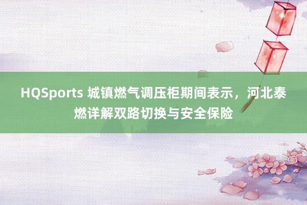 HQSports 城镇燃气调压柜期间表示，河北泰燃详解双路切换与安全保险