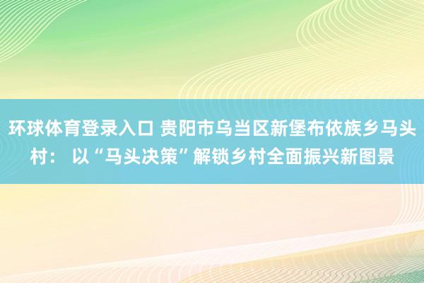 环球体育登录入口 贵阳市乌当区新堡布依族乡马头村： 以“马头决策”解锁乡村全面振兴新图景