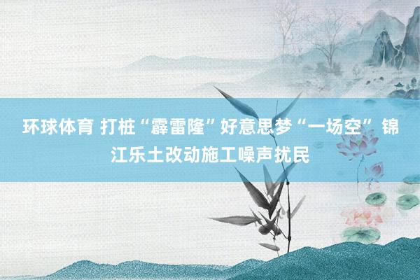 环球体育 打桩“霹雷隆”好意思梦“一场空” 锦江乐土改动施工噪声扰民