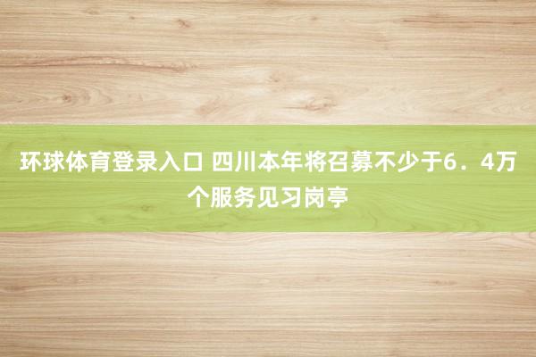环球体育登录入口 四川本年将召募不少于6．4万个服务见习岗亭
