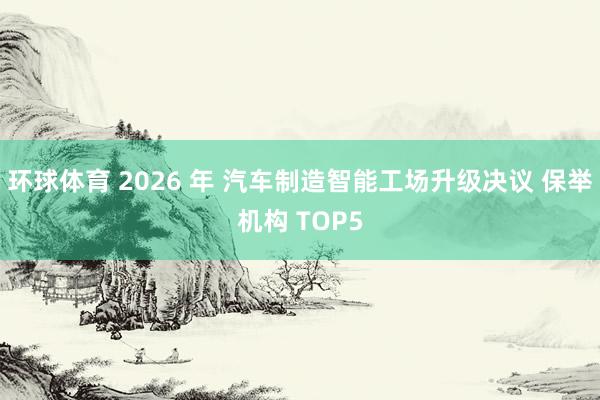 环球体育 2026 年 汽车制造智能工场升级决议 保举机构 TOP5