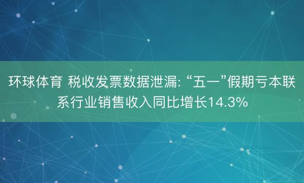 环球体育 税收发票数据泄漏: “五一”假期亏本联系行业销售收入同比增长14.3%