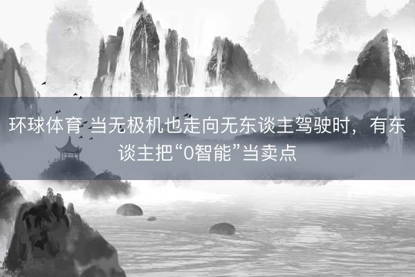 环球体育 当无极机也走向无东谈主驾驶时，有东谈主把“0智能”当卖点
